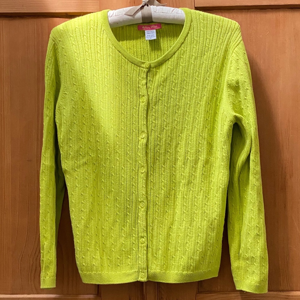 Key West 100% Cotton Cable-knit Cotton Cardigan Sz L